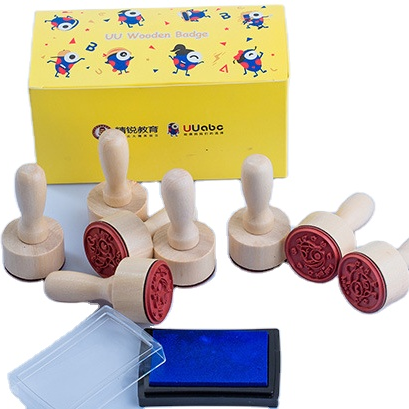 Lovely Wood Cartoon Self Teacher Stamps Praise Reward Stamps Kids Decoration Stamps for Scrapbook