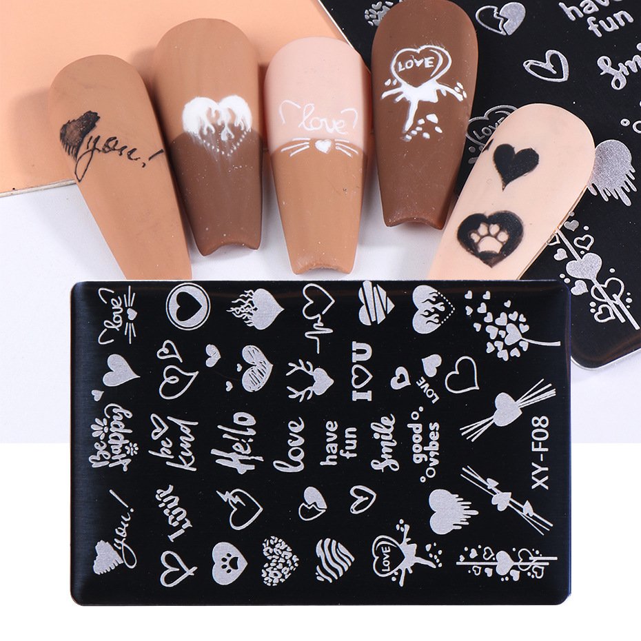 Valentines Love Heart Letter Transfer Nail Stamp Plates Geometry Flower Nail Stamping Plate