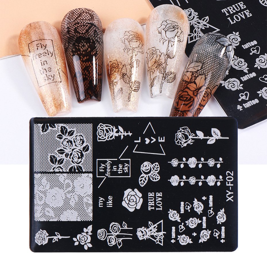 Valentines Love Heart Letter Transfer Nail Stamp Plates Geometry Flower Nail Stamping Plate