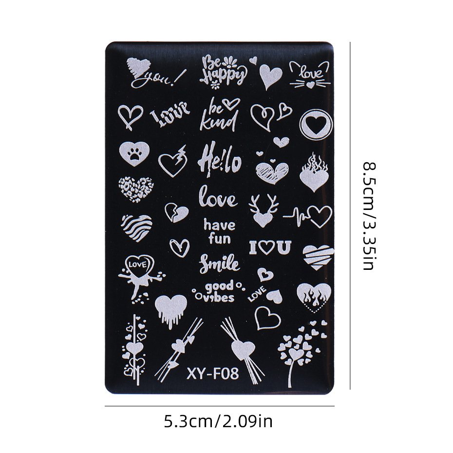 Valentines Love Heart Letter Transfer Nail Stamp Plates Geometry Flower Nail Stamping Plate
