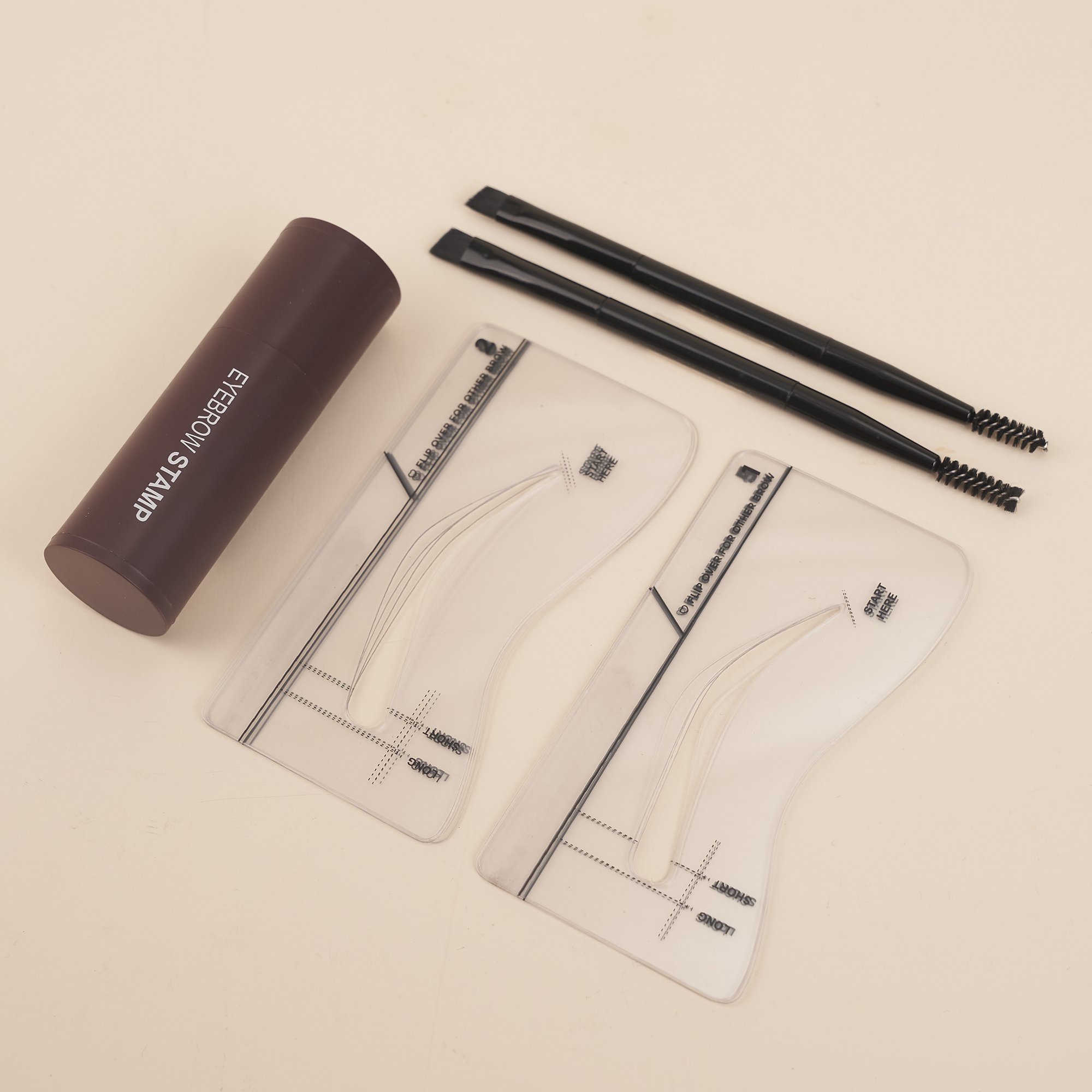Low MOQ Eye Brow Powder Stamp Kit Waterproof Private Label Eyebrow Stamps