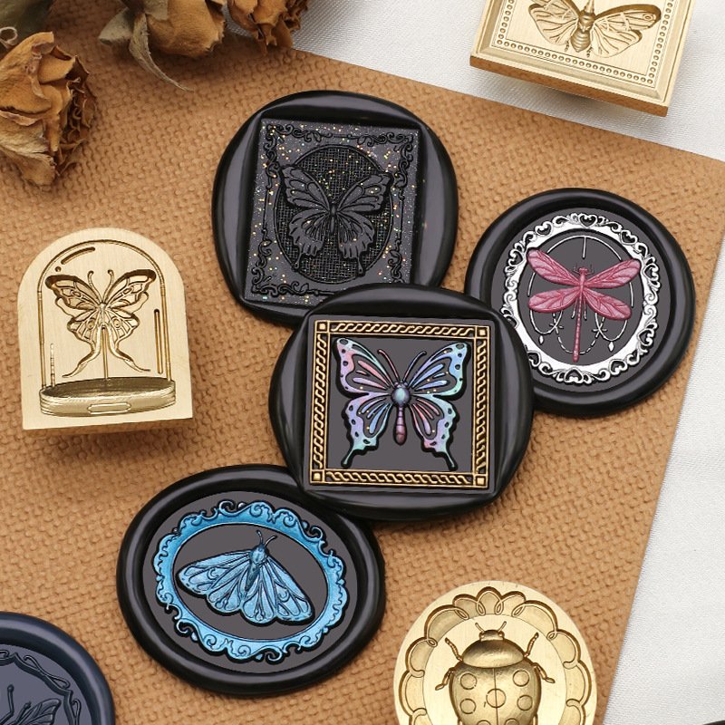 Factory Price Insect Specimens Series Butterfly Bumblebee Lizard Skeleton Wax Seal Stamp Head
