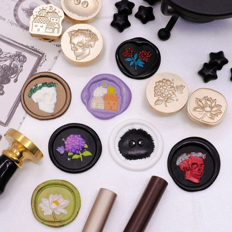 3D Shape Tree Leaves Custom Logo Brass Head Wood Stamp