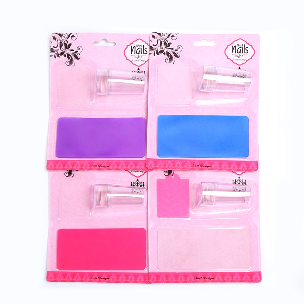 Silicone Nail Stamper Scraper Set 6x12cm with Metallic Handle for Nail Art Stamp Stamping Polish Print Manicure Image Plate Tool