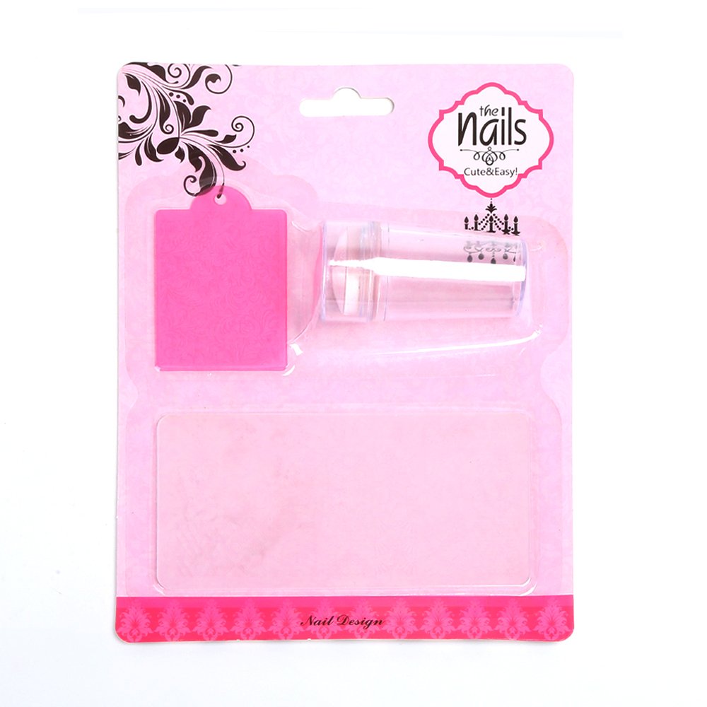 Silicone Nail Stamper Scraper Set 6x12cm with Metallic Handle for Nail Art Stamp Stamping Polish Print Manicure Image Plate Tool