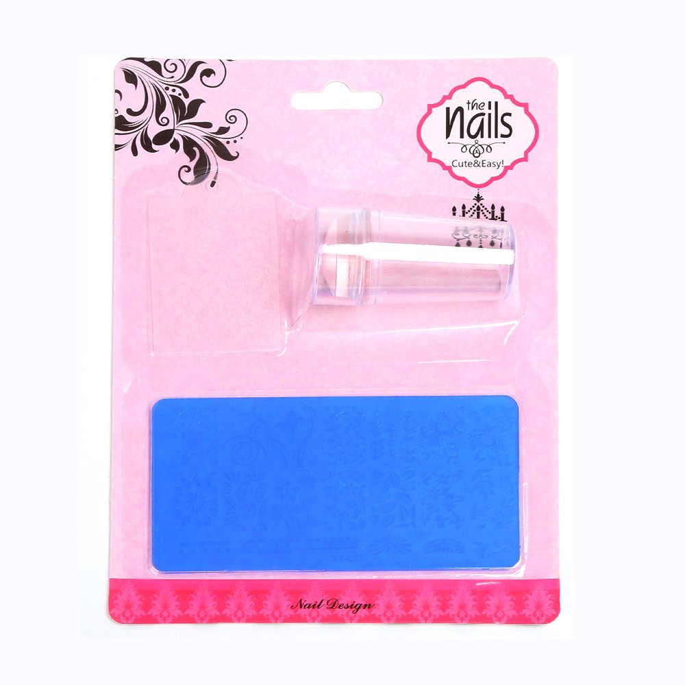 Silicone Nail Stamper Scraper Set 6x12cm with Metallic Handle for Nail Art Stamp Stamping Polish Print Manicure Image Plate Tool