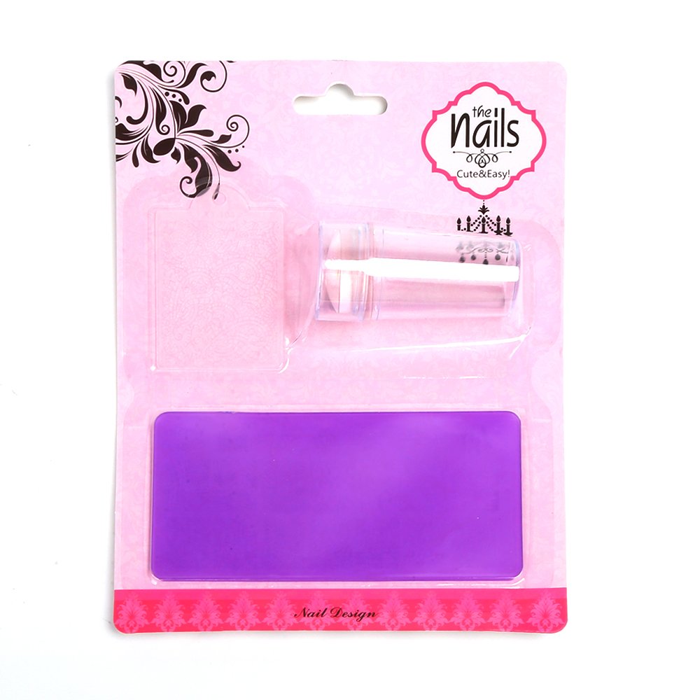 Silicone Nail Stamper Scraper Set 6x12cm with Metallic Handle for Nail Art Stamp Stamping Polish Print Manicure Image Plate Tool