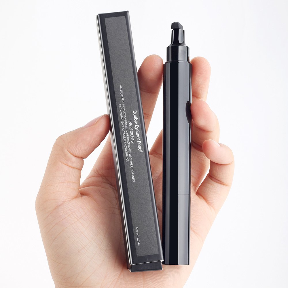 Wholesale Custom Private Label No Logo Factory Pink Color Liquid eyeliner Pen stamp 2 In 1 eyeliner