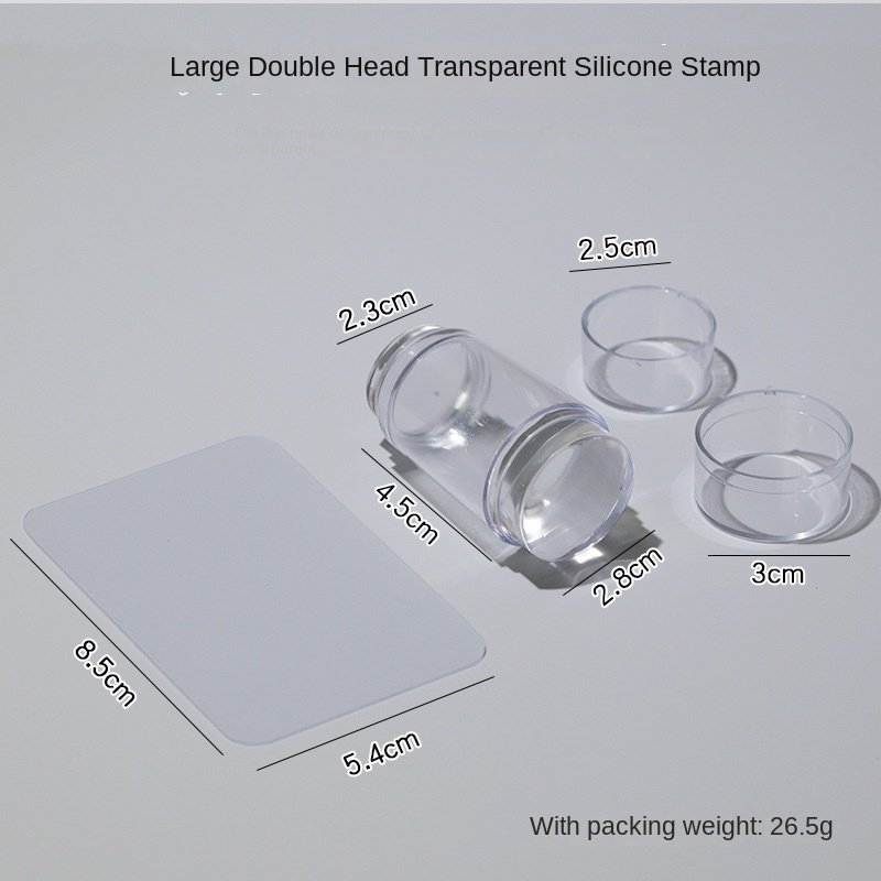 Cross-Border French Nail Stamper Double-Head Transparent Silicone Seal Scraper Wholesale Stock with Printing Tool