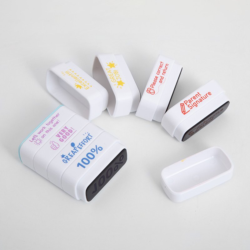 8-in-1 Parent Signature Teacher Automatic Ink Filling Set Homework Elementary School Classroom Teacher Essential Stamp