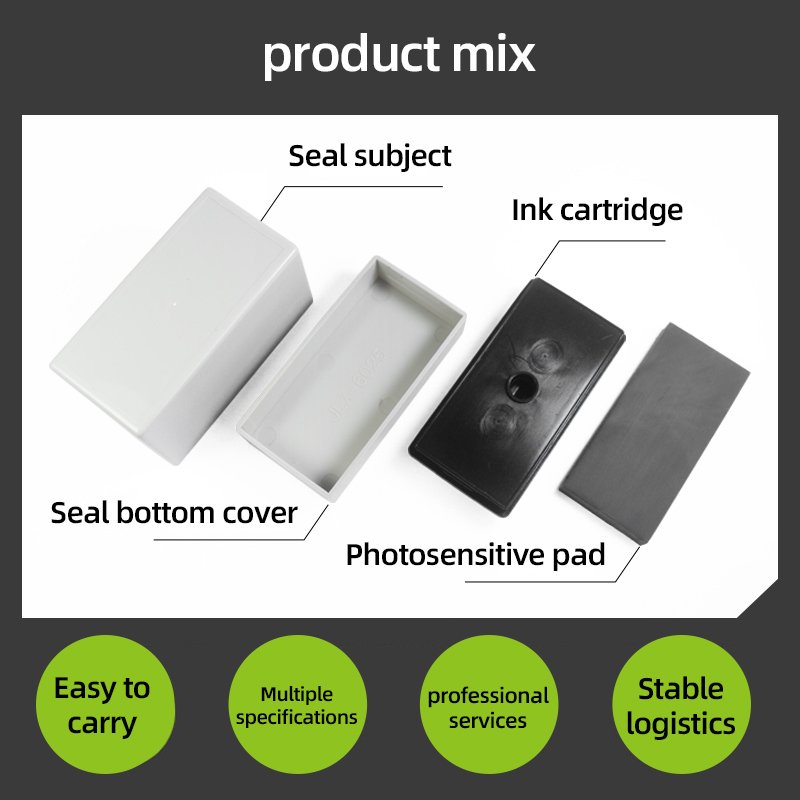 JLX Rectangular glitter stamp Self-Inking Stamp Circular Imprint Plastic Ink Pad for Office Use