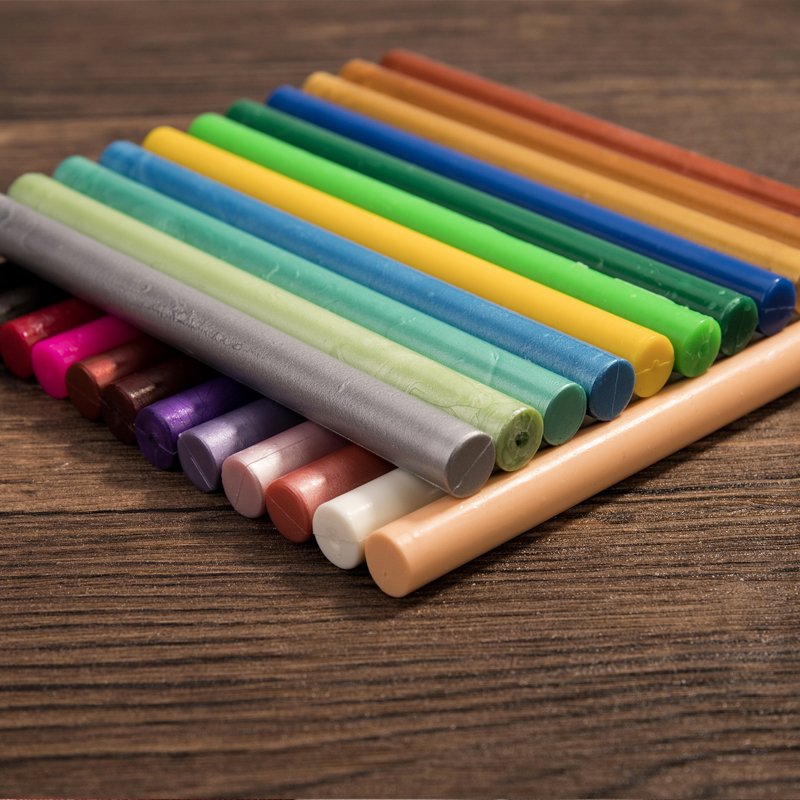 Hot glue gun with glue stick, colour sealing wax sticks