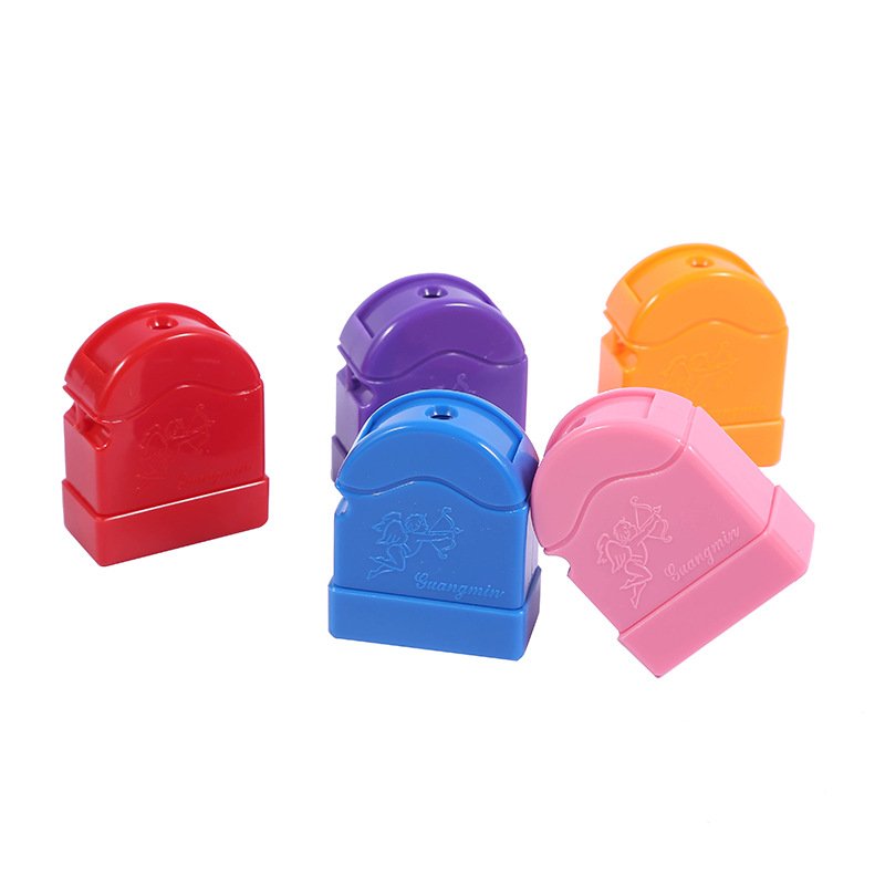 Hot sale 11*28mm rectangle flash keychain toy stamp non toxic colorful ink stamp toy kids toy lovely cartoon stamp