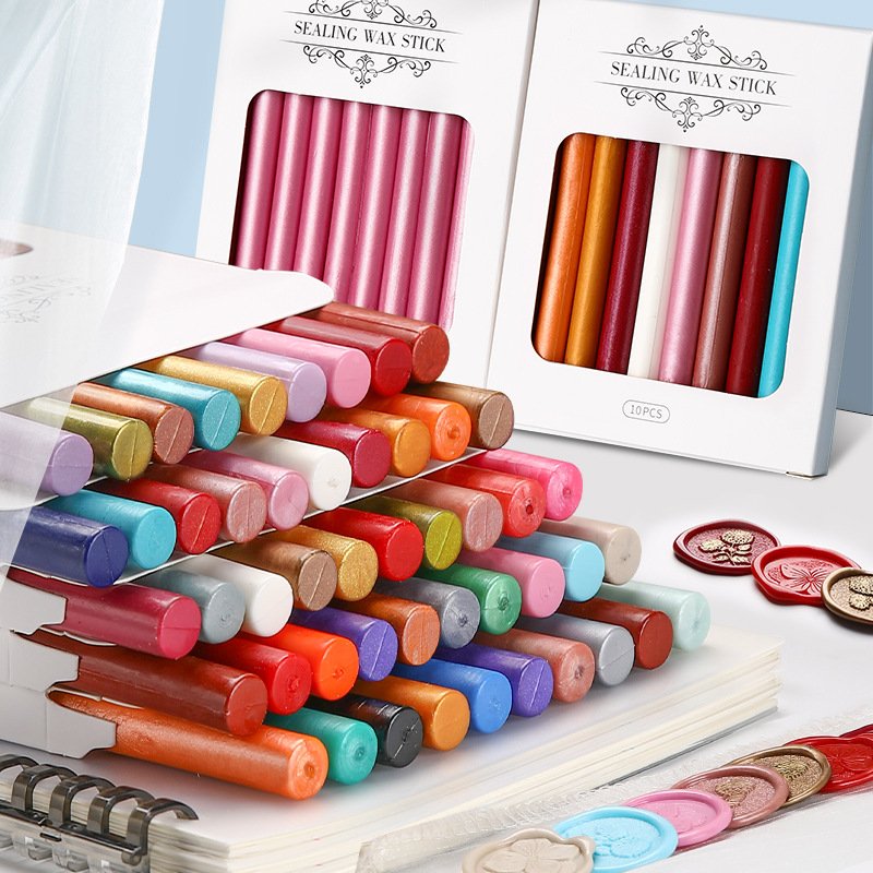 Boxed Fireproof Paint Wax Rod 10 Mixed Fireproof Paint Sealed Stamp Wax Seal Set Sealed Wax Rod Manufacturer Wholesale