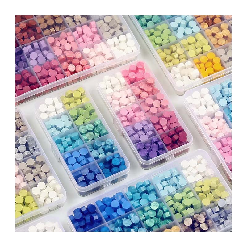 wholesale color box Sealing Wax Kit Colorful Wax Seal Beads With Stamp Warmer Wax Spoon Envelopes Plastic Box Packing