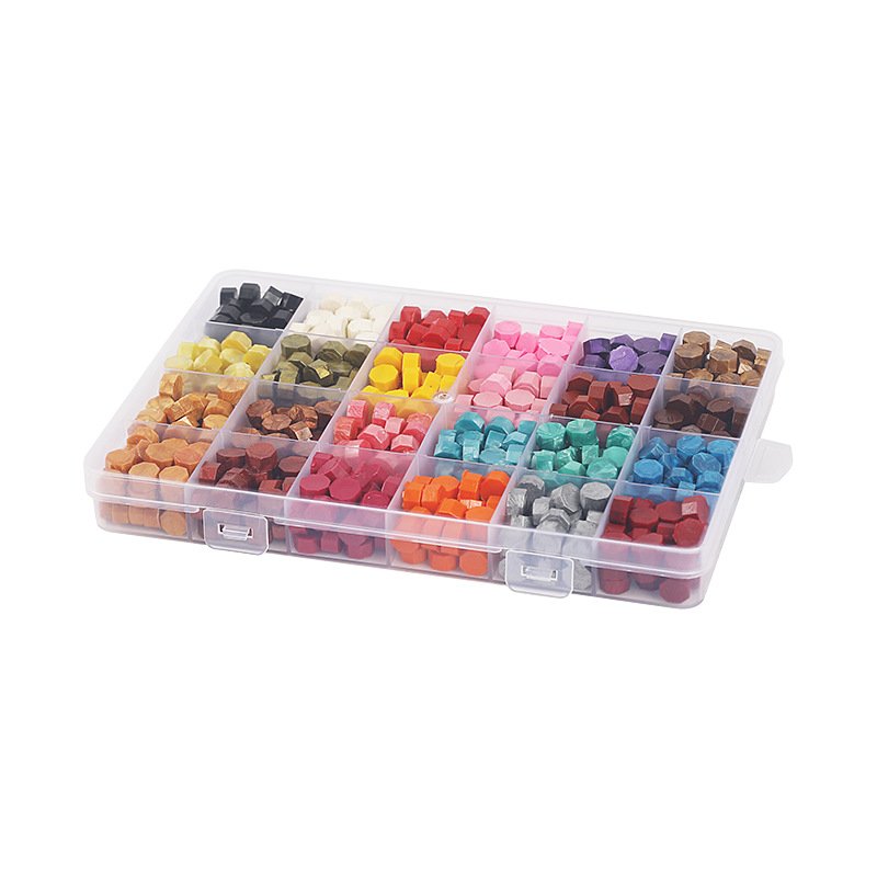 wholesale color box Sealing Wax Kit Colorful Wax Seal Beads With Stamp Warmer Wax Spoon Envelopes Plastic Box Packing