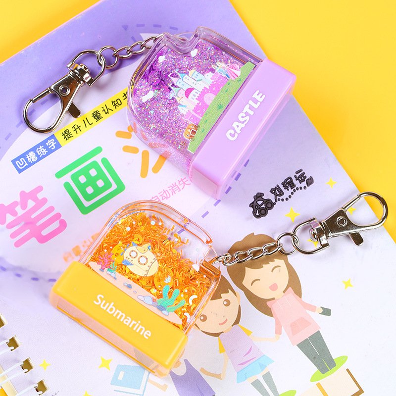 Water World Stamp With Key Chain Water Floating Kids Name Toy Stamps