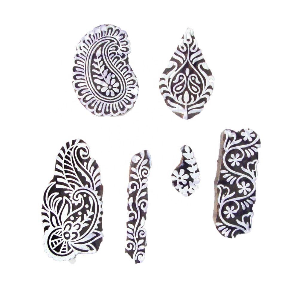 Asian Leaf and Paisley Design Wooden Stamp