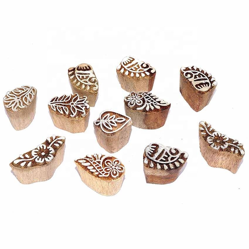 Asian Leaf and Paisley Design Wooden Stamp
