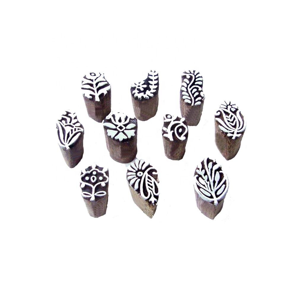 Asian Leaf and Paisley Design Wooden Stamp