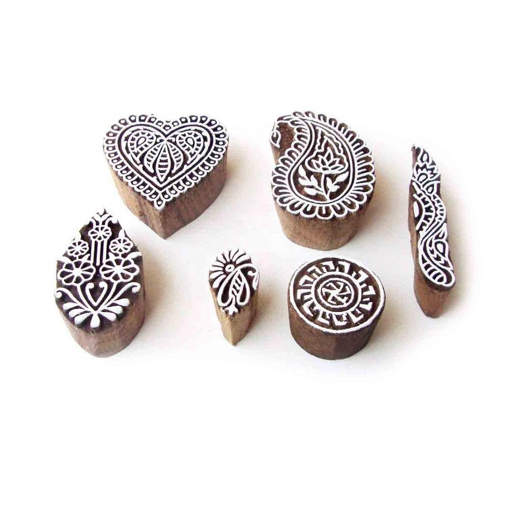 Asian Leaf and Paisley Design Wooden Stamp