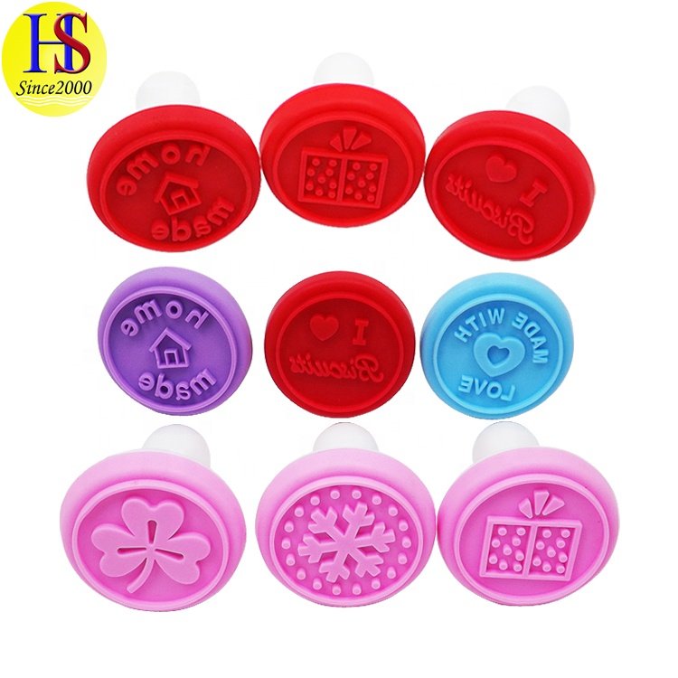 Best Selling BPA Free Baking Letter Embosser Silicone Cookie Stamp with Plastic Handle