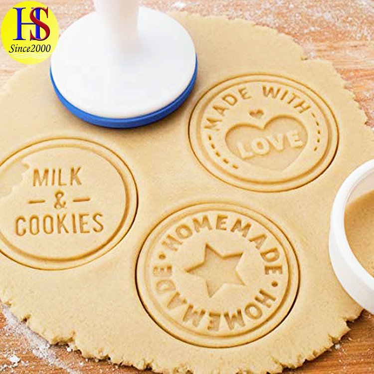 Best Selling BPA Free Baking Letter Embosser Silicone Cookie Stamp with Plastic Handle