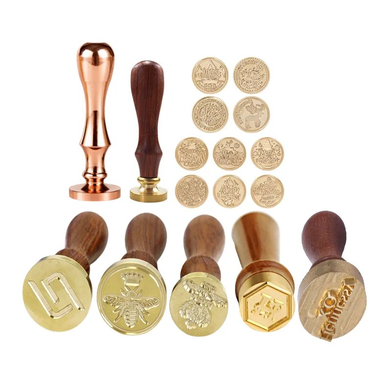 Custom Business Soap Copper Brass Ice Cube Logo Stamp brass ice stamp with wooden handle