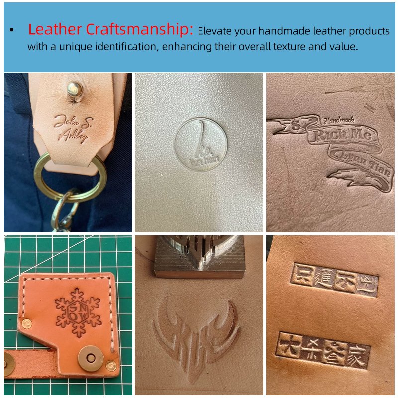 Custom DIY Exquisite Hot Stamping Leather Wood Copper Seal Various Styles Sizes Made from Plastic Brass Materials Branding Tool