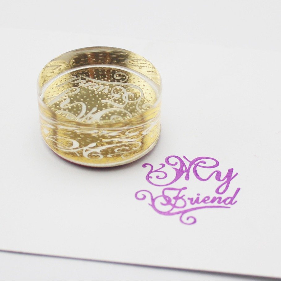 Personalized custom logo cheap fun acrylic stamp acrylic letter stamp for commercial office
