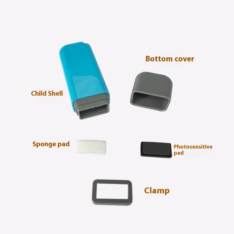 Hot sale pocket 5*13mm colorful keychain toy flash rubber stamp with 4mm thick pad