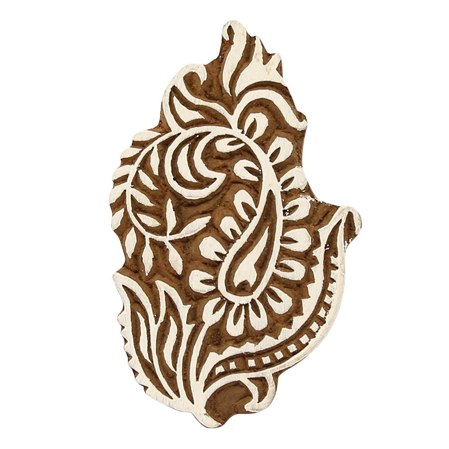 Asian Designer Flowery Shape Wooden Stamp