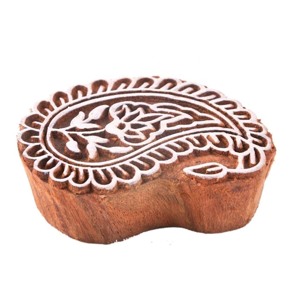 Asian Designer Flowery Shape Wooden Stamp