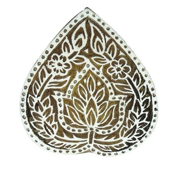 Asian Designer Flowery Shape Wooden Stamp