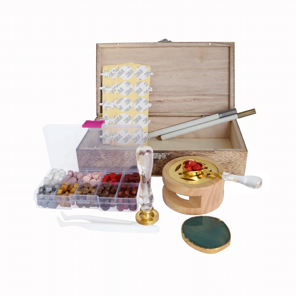 Diy wood crystal handle blank custom wax stamp seal set for wedding invitation