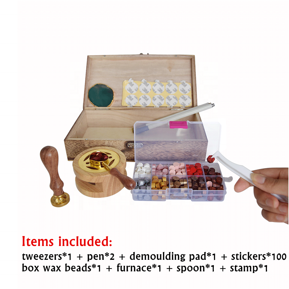 Diy wood crystal handle blank custom wax stamp seal set for wedding invitation