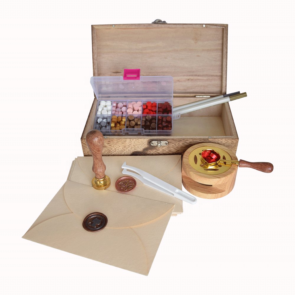 Diy wood crystal handle blank custom wax stamp seal set for wedding invitation