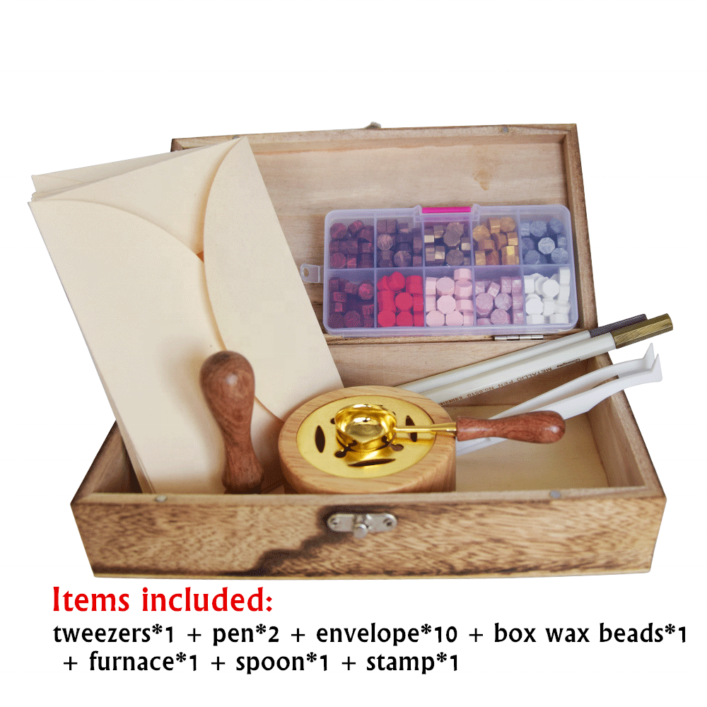 Diy wood crystal handle blank custom wax stamp seal set for wedding invitation