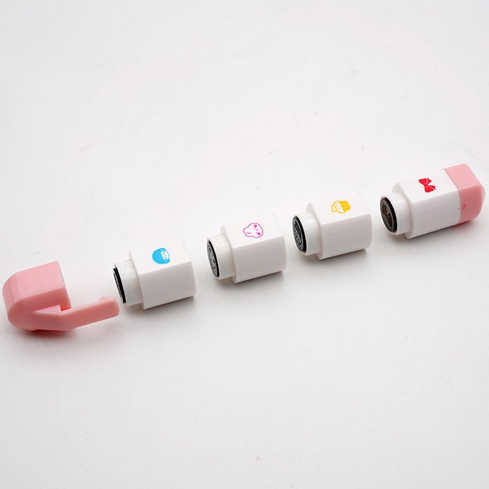 Custom patterned stamps pre-ink cute pen shape animal kids toys stamp for children