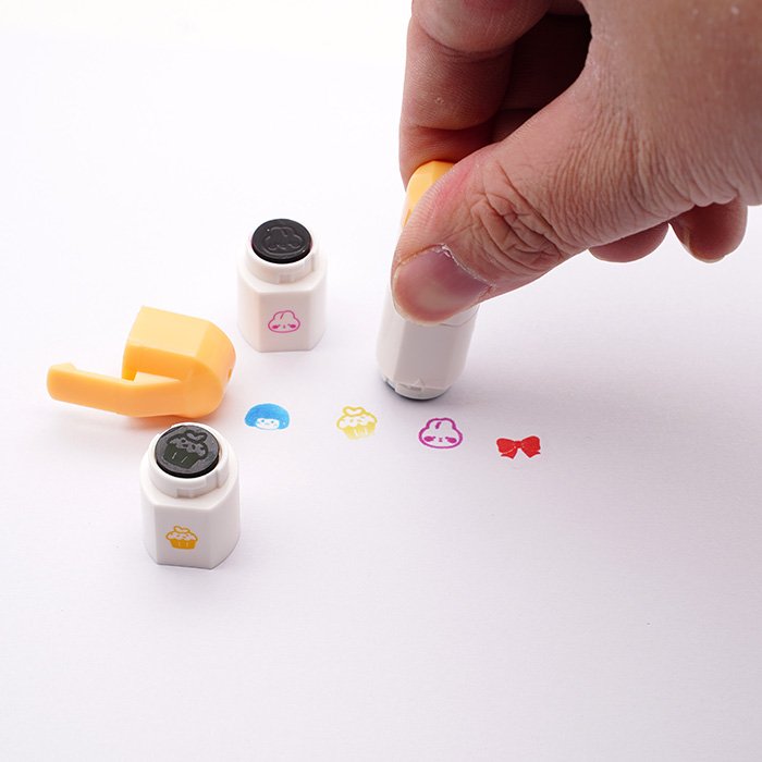 Custom patterned stamps pre-ink cute pen shape animal kids toys stamp for children