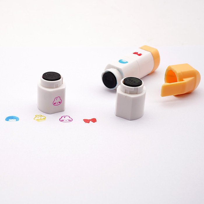 Custom patterned stamps pre-ink cute pen shape animal kids toys stamp for children