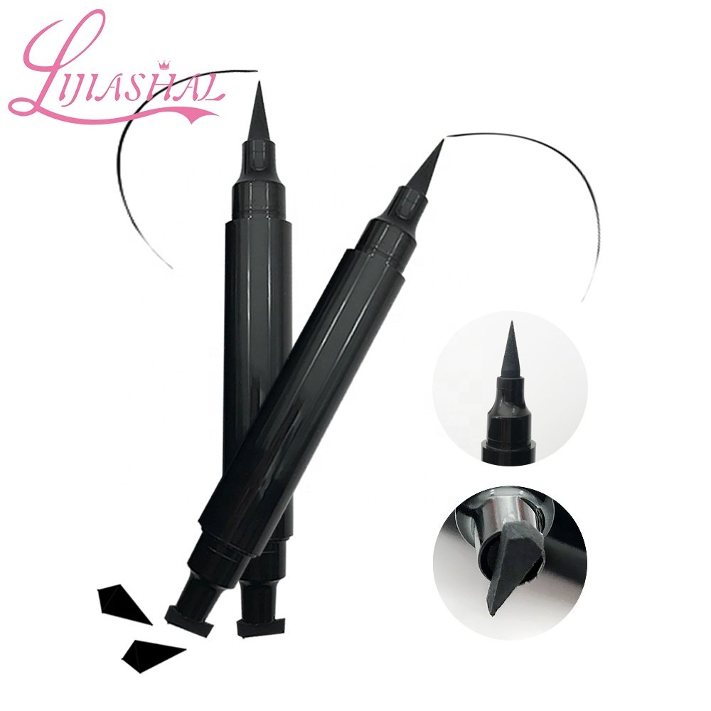 Adhesive eyeliner vegan high pigment 2 in 1 waterproof liquid eyeliner stamp pink eyeliner makeup pens with own logo