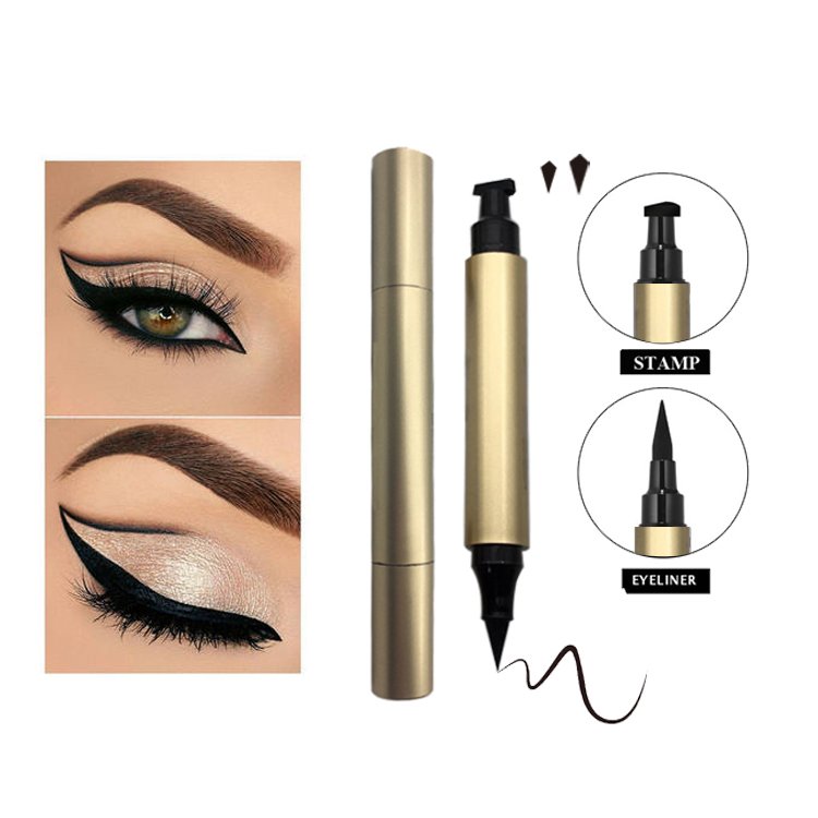 Adhesive eyeliner vegan high pigment 2 in 1 waterproof liquid eyeliner stamp pink eyeliner makeup pens with own logo