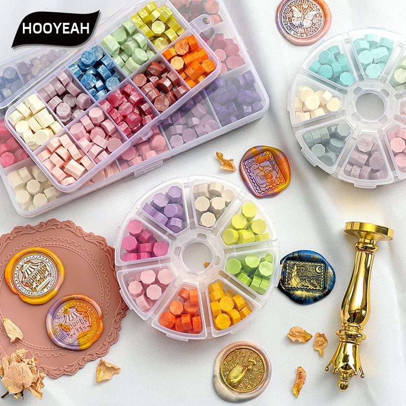 8-grid circular plastic box stamp seal wax bead set solid brass stamps, metal heads, holiday gifts, manufacturer wholesale