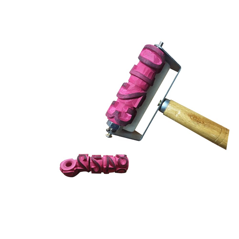 Diy wall advertising rubber ink roller stamp custom design