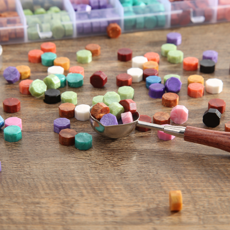 Customized Sealing Wax Beads Pills For Wax Stamp Sealing Greeting Card Seal Wedding Invitation Envelope On Rectangle Box