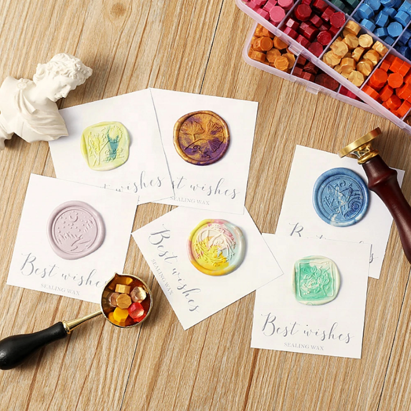 Customized Sealing Wax Beads Pills For Wax Stamp Sealing Greeting Card Seal Wedding Invitation Envelope On Rectangle Box