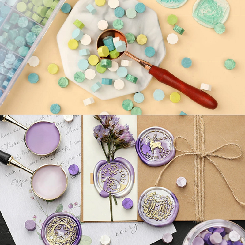 Customized Sealing Wax Beads Pills For Wax Stamp Sealing Greeting Card Seal Wedding Invitation Envelope On Rectangle Box
