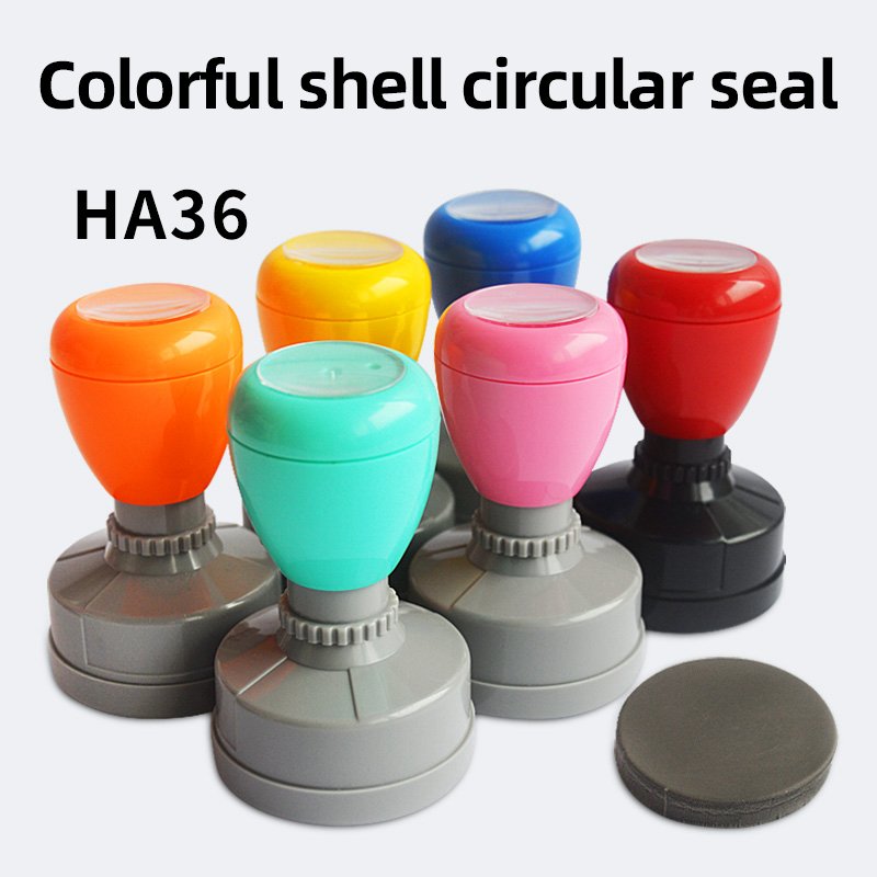 HA36 Self-Inking Stamp Circular Imprint Plastic Ink Pad for Office Use