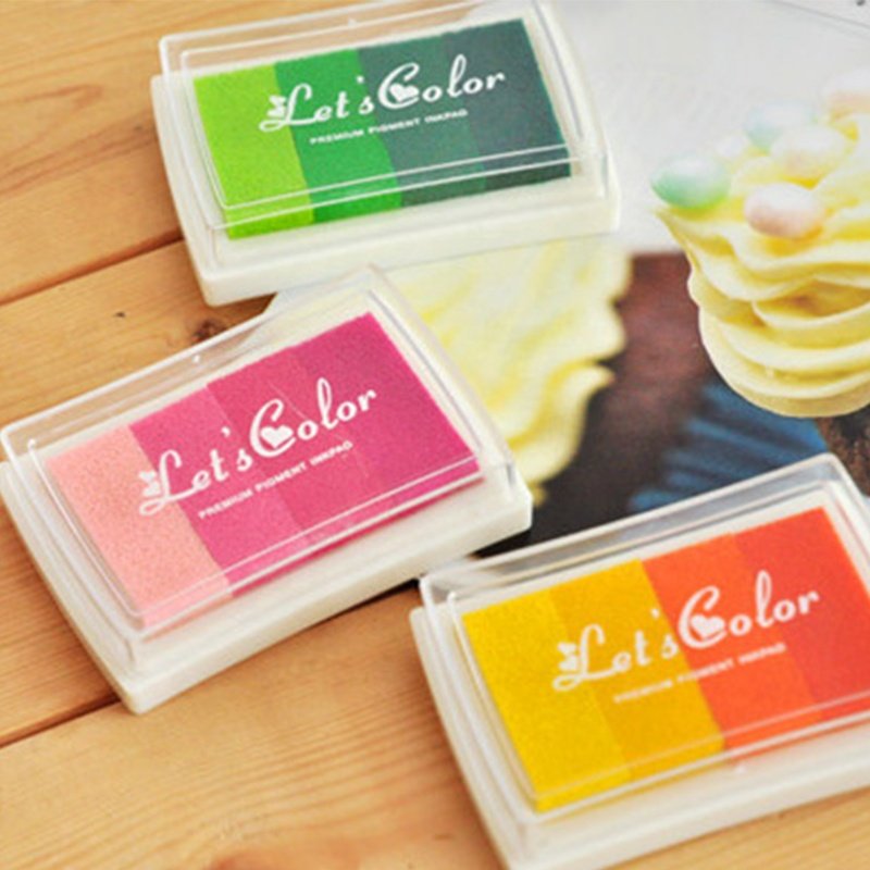 Gradient Color Stamp Ink Sponge Pad 6 Colors Available Flash Stamp Ink Shiny Custom Stamp Ink